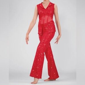 Weissman Elite 17579 “That Man” Red Sequin Dance Costume MA Women’s Medium 8/10